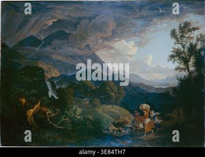Thunderstrom über den Monte Scalambra bei Olevano in den Sabine Mountains, 1830. Stockfoto