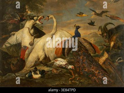 Kampftiere als Allegorie des Kampfes zwischen Tugend und Laster, um 1650-1667. Stockfoto