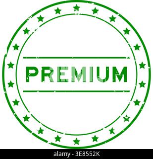 Grunge grüner Prämum Wort runder Gummisiegelstempel auf weißem Hintergrund Stock Vektor