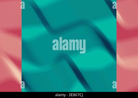Künstlerischer abstrakter Hintergrund in Blau- und Türkistönen, mit verschwommenen geometrischen Zickzack-Formen und glatten Verläufen. Moderne, minimalistische Textur für Stockfoto