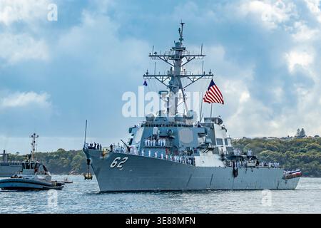 USS Fitzgerald, ein Lenkraketenzerstörer der Arleigh Burke-Klasse im Hafen von Sydney für Übung Kakadu Fleet Review März 2026 Stockfoto