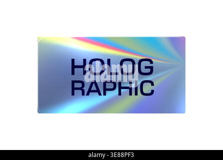 Rechteckiger Y2K-Aufkleber oder -Tag mit irisierenden Hologrammen. Qualitätszertifizierung Y2K Gradientenfolie Tag, offizieller Preis metallischer holografischer Vektor Patch. Aufkleber mit Echtheitszertifikat oder rechteckiges Etikett Stock Vektor