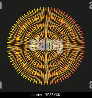 Radialer Sonnenstern. Strahlungsvektorglühen. Helle Gradientenstrahlen. Kreisförmige Burst-Kunst. Nur manueller Vektor. Kein autotrace verwendet. EPS 10. Stock Vektor