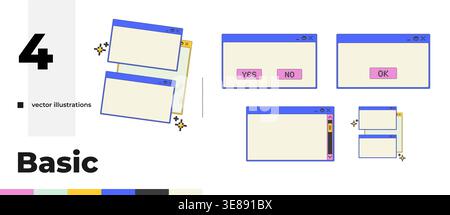 Grundlegendes leeres Pixelbild-Popup-Fenster-UI-Overlay-Paket Stock Vektor
