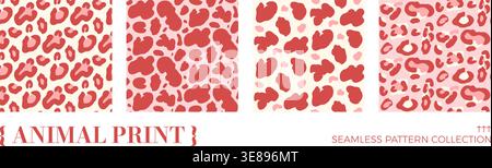 Nahtloses Tiermuster für ein Mädchenmotiv. Geparden und Leoparden monochrome nahtlose Flecken auf tierischen Hintergrund in Pink. Vektorrepea Stock Vektor