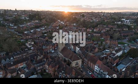 Luftaufnahme von Bewdley bei Sonnenuntergang Worcestershire England Stockfoto