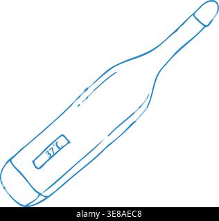 Symbol für das Kritzelspiel des klinischen Digitalthermometers. Symbolform des Thermometers. Medizinisches Digitalthermometer zur Fiebermessung diagnostisches Logo-Zeichen. Vecto Stock Vektor