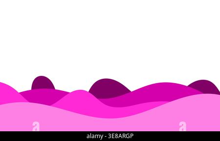Abstrakte wellige Schichten in magentarosa und lila Tönen, helles Rosa und lila fließende abstrakte Landschaft Hintergrund Stock Vektor