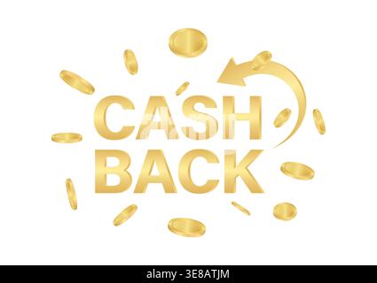 Bargeld oder Geldrückzahlung. Cash-Back-Angebot für Rabatt. Online-Shopping-Konzept. Vektorabbildung. Stock Vektor