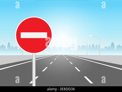 Verkehrszeichen. Kein Eintragszeichen. Vektorabbildung. Stock Vektor