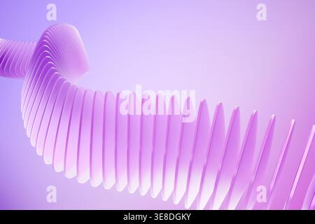Abstrakte, violette 3D-geometrische Formen auf hellem Hintergrund Stockfoto
