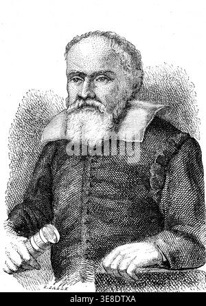 GALILEO GALILEI (1564–1642), italienischer Mathematiker, Physiker und Astronom. Gravur, 1867 Stockfoto