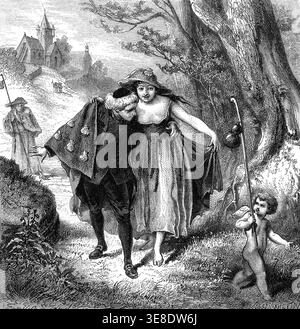Die Pilger (Lisette Pilgerfahrt). Lied von Pierre Jean de Beranger (1780-1857). Gravur, 1866 Stockfoto