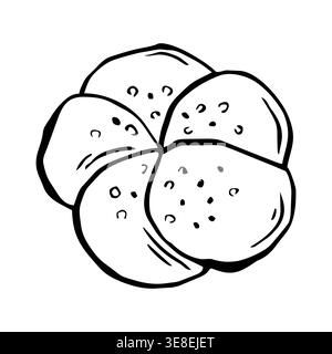 Ausziehbares Blumenbrot aus süßen Teigbällchen, Affenbrot Stock Vektor