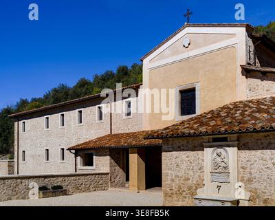 Abtei von St. Benedikt auf dem Berg, alias Norcia Abtei (Abbazia di San Benedetto in Monte). Norcia, Perugia, Italien Stockfoto