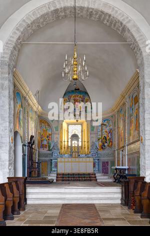Kirche Santae Mariae Misericordiae. Abtei von St. Benedikt auf dem Berg, alias Norcia Abtei (Abbazia di San Benedetto in Monte). Norcia, Italien Stockfoto