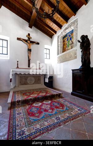 Kapelle in der Abtei St. Benedikt auf dem Berg, alias Norcia Abbey (Abbazia di San Benedetto in Monte). Norcia, Perugia, Italien Stockfoto