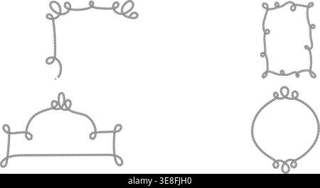 Skurrile Seilrahmen mit nautischen Knoten und geflochtenen Bändern. Stock Vektor