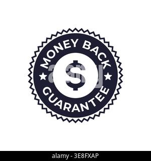 Geld-zurück-Garantie-Siegel mit Dollar-Symbol in kreisförmiger Design-Vektor-Illustration Stock Vektor