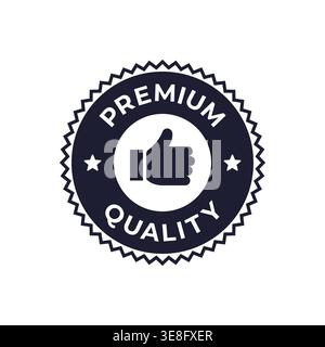Premium-Qualitätsabzeichen mit Daumen nach oben Symbol und Runde Dichtung Vektor Illustration Stock Vektor