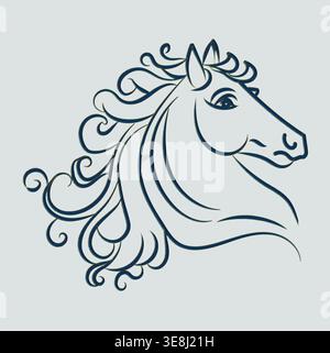 Heritage Horse Head Vector inspiriert von der britischen Renntradition und der Ästhetik des Cheltenham Festivals. Stock Vektor