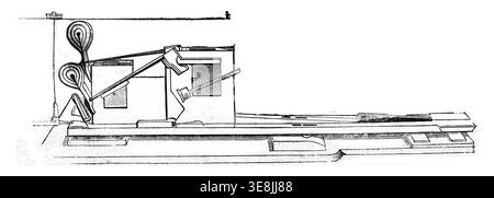 Detail der Mechanik des Klaviers, Vintage-gravierte Illustration. Magasin Pittoresque 1844 Stockfoto