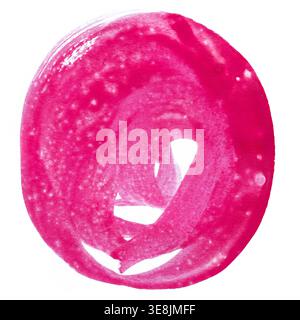Strukturierte rosa Aquarellflecken runde Form isoliert auf weißem Hintergrund Stockfoto