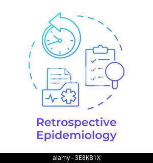 Symbol für retrospektive Epidemiologie blaues Gradientenkonzept Stock Vektor