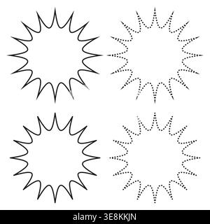 Comic-Burst-Set. Sternform Vektor. Symbol für Explosionskontur. Sprechblase-Rahmen. Nur manueller Vektor. Kein autotrace verwendet. EPS 10. Stock Vektor