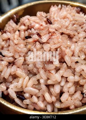 Nahaufnahme von koreanischem rosa Reis Stockfoto
