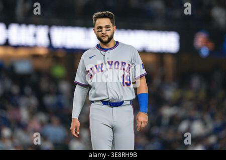 New York Mets Shortstop Bo Bichette (19) während eines MLB-Spiels gegen die Los Angeles Dodgers, Dienstag, den 14. April 2026, im Dodger Stadium, in Los Angeles besiegten die Dodgers die Mets mit 2:1. (Jon Endow/Bild des Sports) Stockfoto