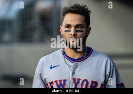 New York Mets Shortstop Bo Bichette (19) während eines MLB-Spiels gegen die Los Angeles Dodgers, Dienstag, den 14. April 2026, im Dodger Stadium, in Los Angeles besiegten die Dodgers die Mets mit 2:1. (Jon Endow/Bild des Sports) Stockfoto