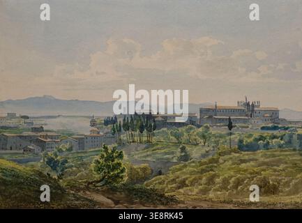 Rom in der Nähe von San Giovanni in Laterano, (Rom in der Nähe der Lateranbasilika St. John), Ende der 1830er - Anfang der 1840er Jahre, Iwanow Aleksander Andrejewitsch (1806-1858), Aquarell, Bleistift auf Papier, staatliche Tretjakow-Galerie. Stockfoto