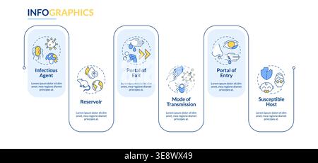 Infographischer Vektor der Infektionskette im Rechteck Stock Vektor