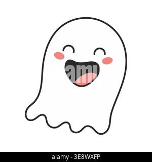 Fröhlicher Happy Little Ghost Charakter mit rosa Wangen und freundlichem Ausdruck Stock Vektor