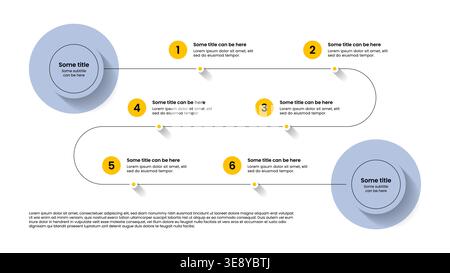 Infografik-Vorlage mit 6 Optionen oder Schritten. Zickzacklinie. Kann für Workflow-Layout, Diagramm, Banner und Webdesign verwendet werden. Vektorabbildung Stock Vektor