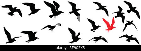 Fliegende Vögel Silhouette Set Stock Vektor
