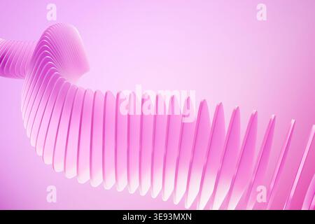 Abstrakte pinkfarbene 3D-Spiralform auf hellem Hintergrund Stockfoto