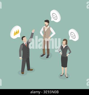 3D Isometrischer flacher Vektor konzeptuelle Illustration von Eifersucht, Rivalität und Konkurrenz Stockfoto