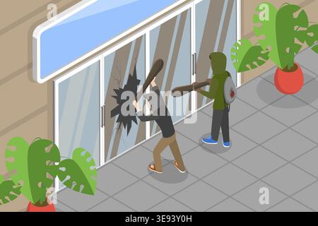 3D Isometrischer flacher Vektor konzeptuelle Illustration von Vandalismus, Street Hooligans Stockfoto