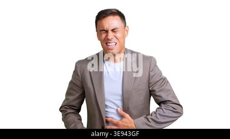 Mann mit starken Bauchschmerzen und Verdauungsstörungen Stockfoto