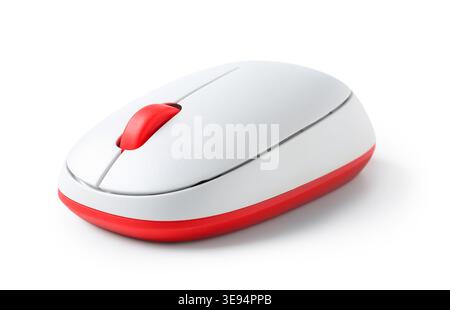 Moderne drahtlose Computermaus auf weißem Hintergrund Stockfoto
