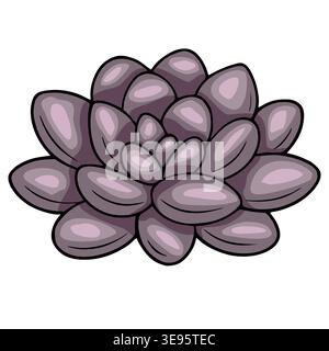 Violette saftige Pflanzenvektorillustration, stilisierte geometrische Anordnung fleischiger Blätter. Stock Vektor