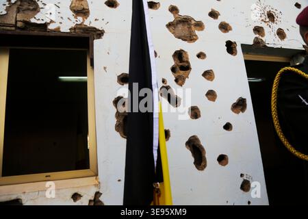 Kigali, Ruanda - 8. April 2019. Belgier gedenken an zehn belgische Soldaten, die am 6. April 1994, kurz vor dem Völkermord, im Camp Kigali in Ruanda getötet wurden. Stockfoto