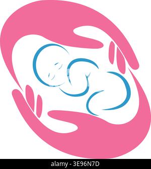 Zwei Hände und Baby-Logo, Hand, Kind, Baby, Logo Stock Vektor
