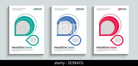 Abstrakte, kreative Geschäftsbroschüre oder Bucheinband-Designvorlage im A4-Format. Professioneller Jahresbericht, Katalog, Flyer oder Broschüre, Poster, Faltblatt Stock Vektor