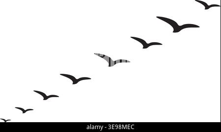 Fliegende Vogel einfache Silhouetten Set Stock Vektor