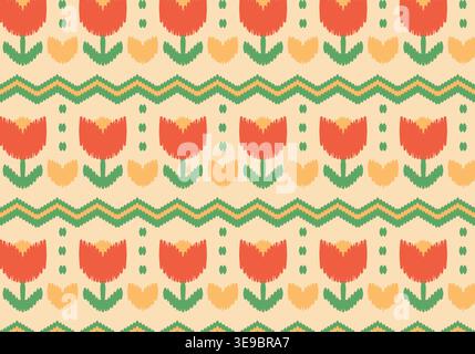 Nahtlose Strickmuster. Geometrisches Strickgarnmuster für Umhüllung und Stoffmuster. Farbenfrohe Textil- und Seidenmuster als Hintergrund. Stockfoto