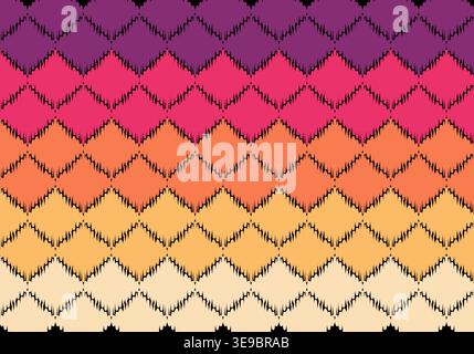Nahtlose Strickmuster. Geometrisches Strickgarnmuster für Umhüllung und Stoffmuster. Farbenfrohe Textil- und Seidenmuster als Hintergrund. Stockfoto