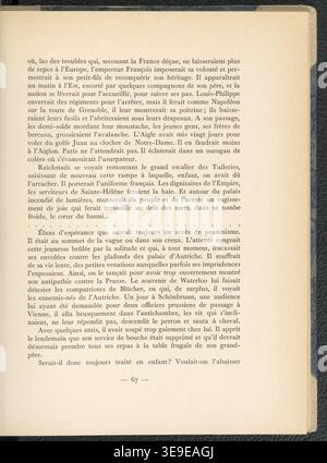 Octave Aubry (1881–1946) war ein französischer Historiker und Schriftsteller. Napoleon II. (1811–1832), genannt Le roi de Rome, war der Sohn Napoleons Bonaparte. Das Archivbild reproduziert die Pariser Ausgabe von Band 2 von Plon aus dem Jahr 1937, die biografischen und historischen Kontext abdeckt. Stockfoto